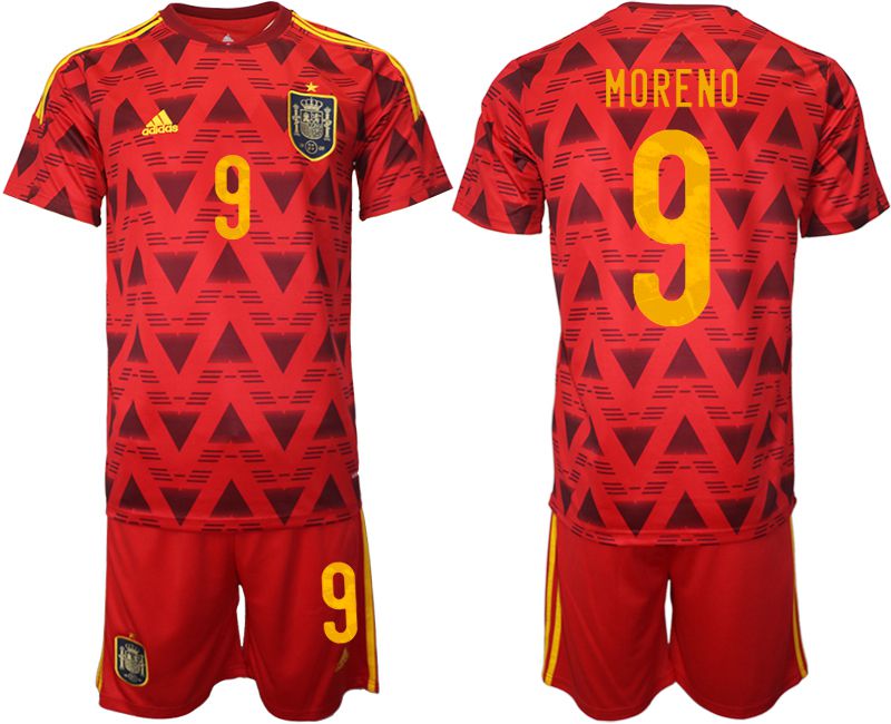 Men 2022 World Cup National Team Spain home red 9 Soccer Jersey